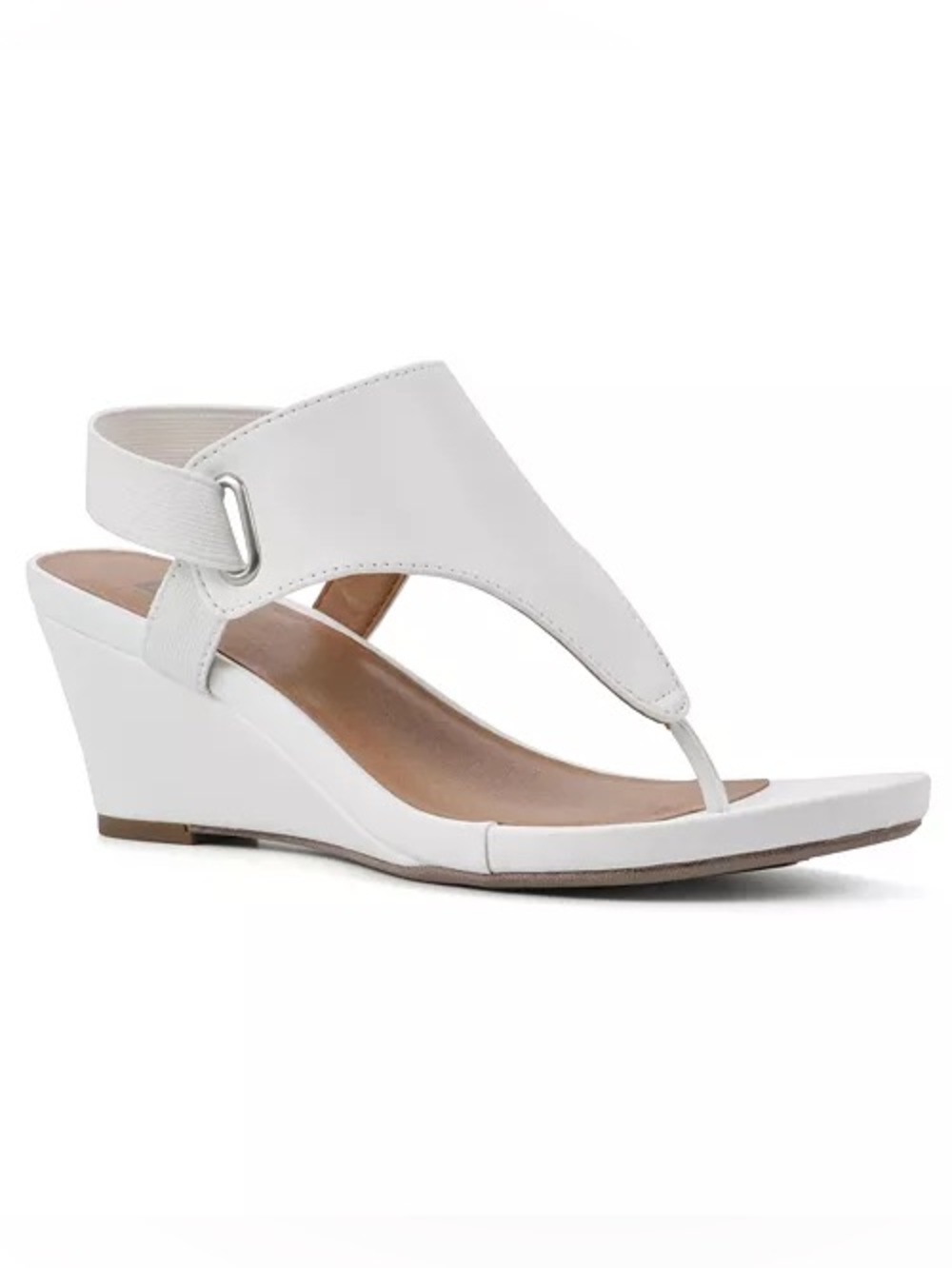 White Mountain All Dres White Wedge Thong Sandal Sz 9.5 BNWB
